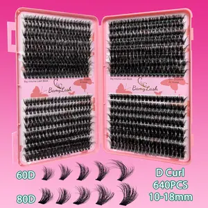 Mixed Style Eyelash Extension, 60D 80D Extension False Lashes, 10-18mm D Curl Soft Cluster Lashes,Easy DIY Eyelash Extensions Supplies, Individual Self Grafting Curl Natural Volume Look Eye Makeup False Eyelashes, Cosmetic Lashes, Eyelash Clusters