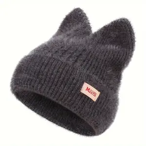 Cozy & Stylish Women's Winter Beanie - Warm Soft Knit, Elastic Fit with Cute Ears, Perfect for Outdoor Activities & Gifts