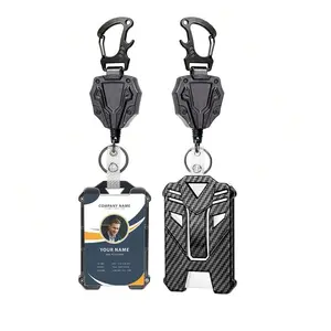 ID Badge Holder Set, 1 Count Retractable Badge Reel with Card Holder, Identification Badges & Supplies for Office, School, Hospital, Work, Retractable Badge Holders