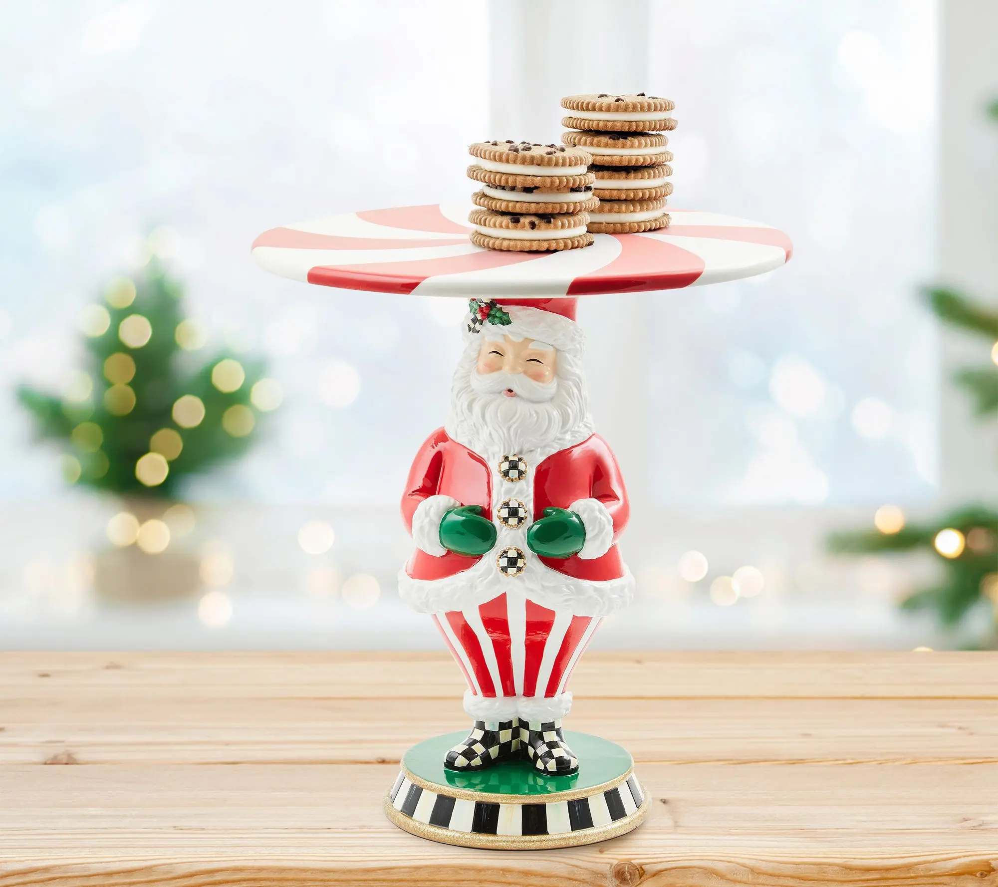 MacKenzie- Childs Holly Jolly Santa Pedestal