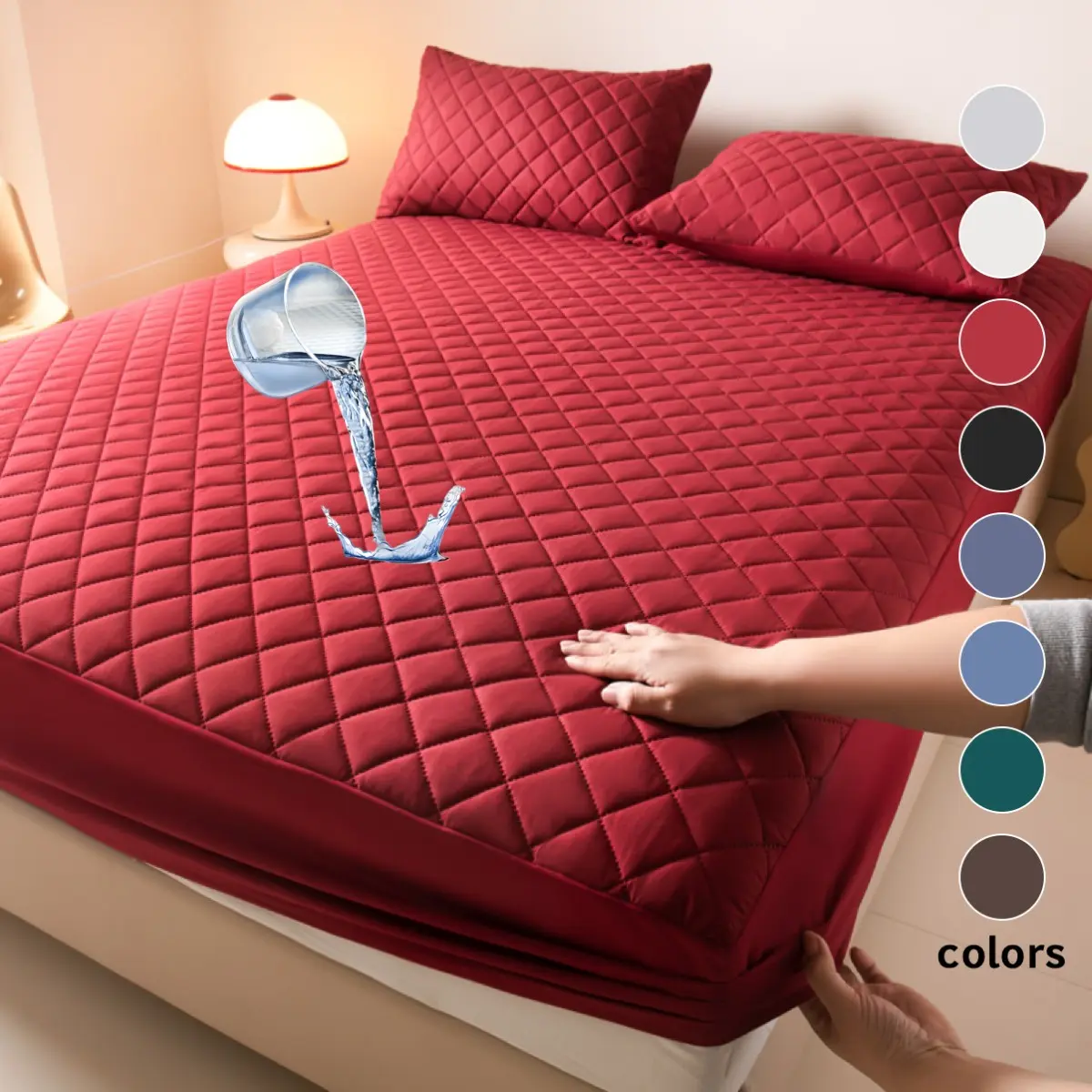 1/2 Counts Noiseless Waterproof Mattress Cover Protector Set with Pillowcase, 6"–18" Deep Pocket, Soft and Breathable, Stain-Resistant and Machine-Washable, Ideal for Kids, Pets and Hotels, Quilted Mattress Protector