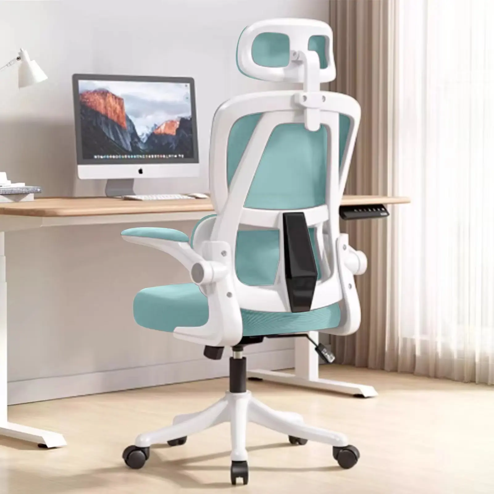 【Summer sale】Ergonomic Office Chair Comfort Home Desk Chair Adjustable High Back Mesh Chair Lumbar Support Computer Chair with Flip-up Arms for Gaming office chair