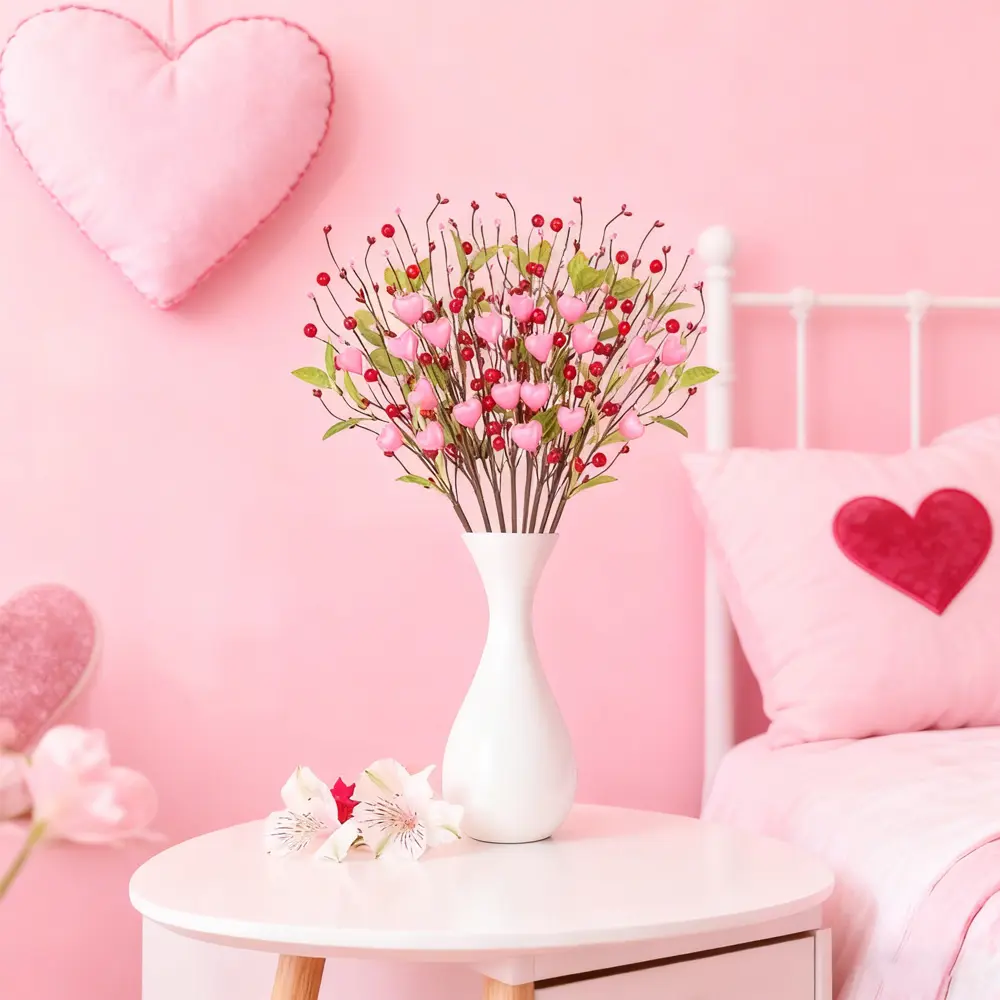 Valentine's Day Heart-Shaped Artificial Flowers, Decorative Flower, Realistic Greenery Home Decor, Table Centerpiece, Wedding Party Decoration, Vase Filler