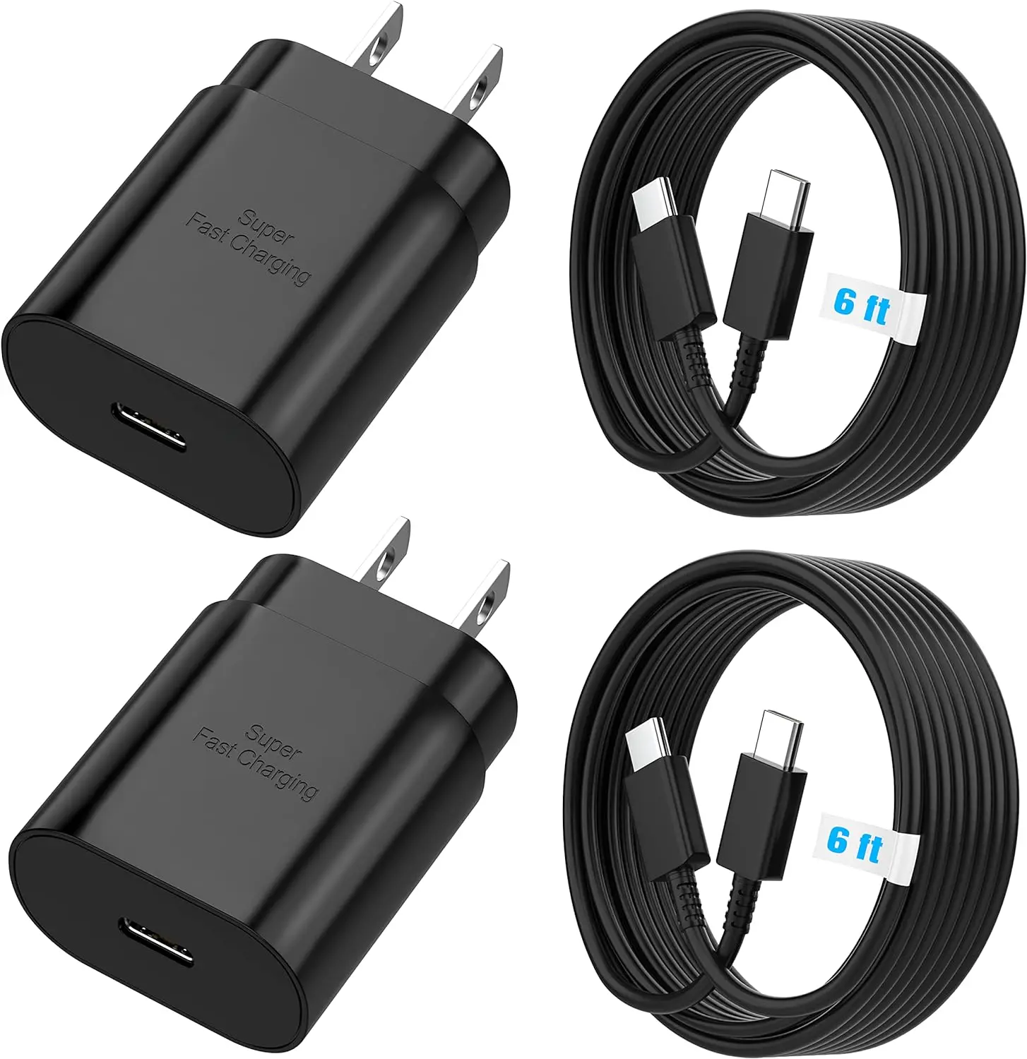 2 Pack Super Fast Charger Type C 25 Watt, Charge Cable Cord 6ft for Samsung Galaxy S24/S24 Plus/S23/S22/, S21/S20/Note 20/Z Fold 3/4/5/Tablet/Watch Charging Plug
