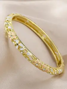 Vintage Flower Pattern Bangle, Copper Bracelets, Elegant Bangle, Fashionable Jewelry for Women & Girls, Fashionable Bracelet Style, Trendy All-match & Exquisite Craftsmanship Jewelry for Birthday Gift, Vintage Floral Design, Fashionable Bangles