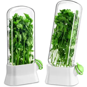 2 count  Saver for Refrigerator  Keeper  Storage Containers  Saver Pod for Cilantro, Parsley, Asparagus, Keeps Vegetables for 2-3 Weeks(White)