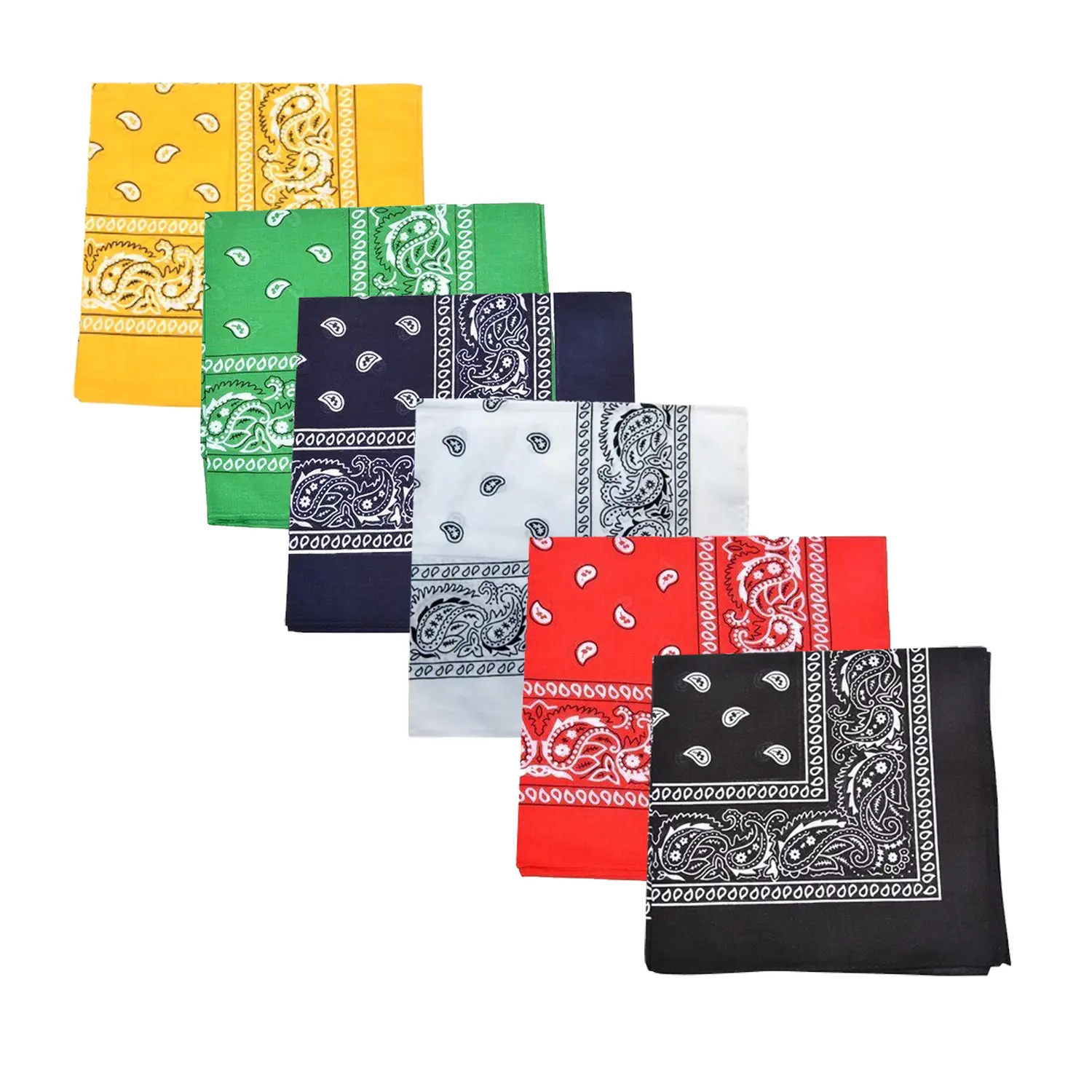 Qraftsy Extra Large Edition Kerchiefs Cotton - Paisley and Solid