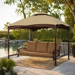 ARCH Replacement Canopy Top for Lowe's Allen Roth Heavy Duty Gazebo Roof Gazebo Top with Air Vent 10X12 Gazebo CoverReplacement Top Only (beige)
