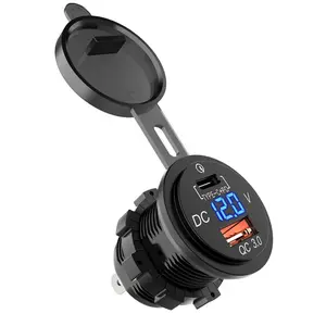 XQC303 Type C+ Quick Charge 3.0 Car Charger with LED Digital Voltmeter