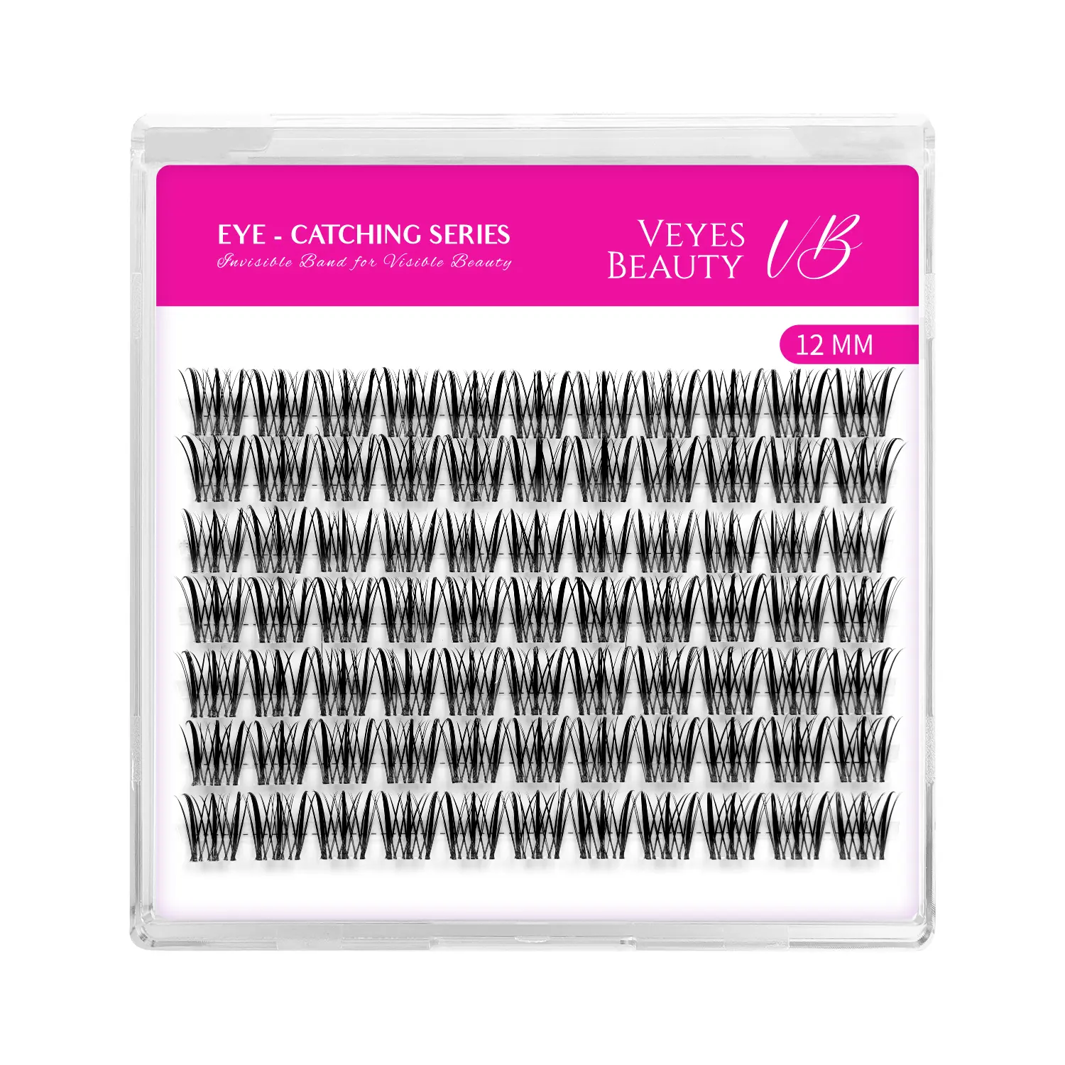 VEYESBEAUTY VB-Flutter Single Length Cluster Lashes Eye-Catching Series Invisible Band Wispy Lightweight Softness Weightless Makeup Eyelash Extensions
