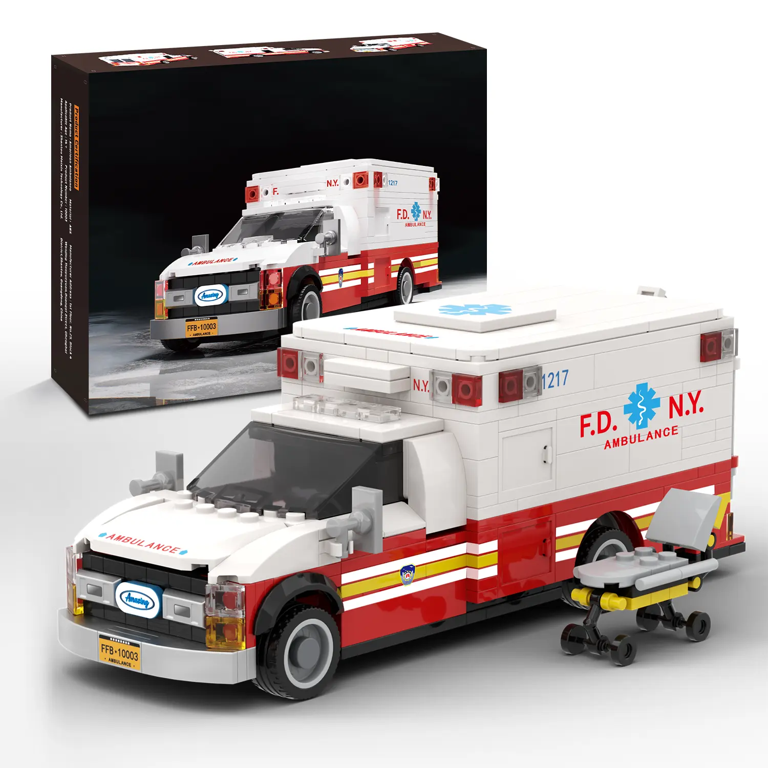 BPA-Free Authentic Emergency Rescue Building Blocks Set (660 PCS Bricks & Parts Model Kit), Ambulance Design DIY City Medical Display (3.15x8.62x3.27in), Stress-Relief Toy for Teens 14+ Supports Children Development, Ideal EMS Fans' Birthday Gift, Abs