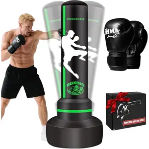 Freestanding Punching Bag with Gloves, 70'' Heavy Boxing Bag with Stand for Adult Teens, Standing Women Men Inflatable Kickboxing Bags for Beginners Training MMA Muay Thai Fitness