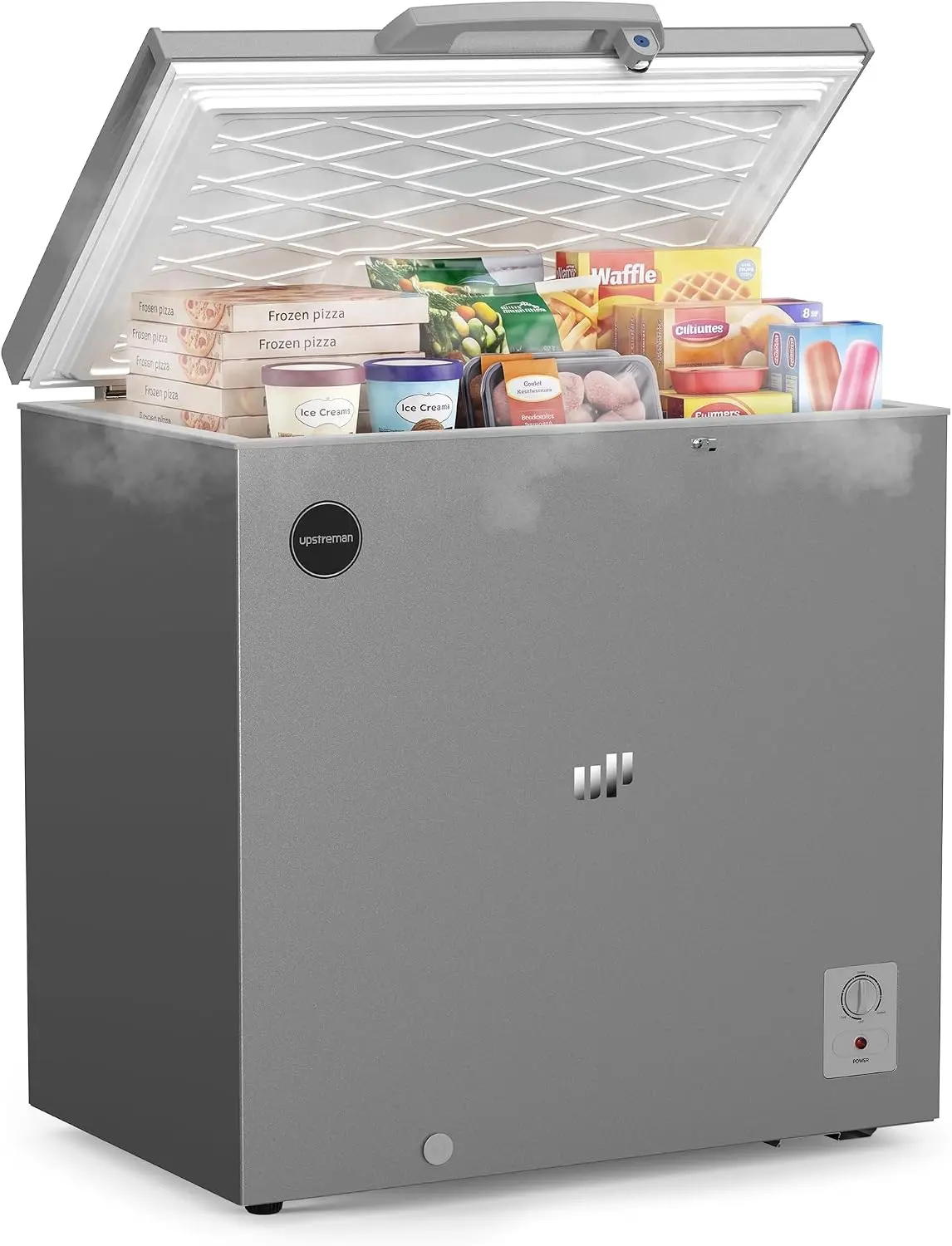 Upstreman 7.0 Cu.Ft Chest Freezer with Lock & Wheels, Compact Deep Freezer with 7 Adjustable Temperature (-18°F to 10°F), Quiet Top Door Freezer for Garage Ready, Basement,Home, Business, Silky Silver-CF70 new Commercial Refrigerator LED