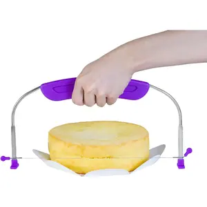 Adjustable Cake LevCake Cutter Slicer Leveler 9 Height Settings Stainless Steel Double Wires Purple Finish Bakeware Kitchen Utensils