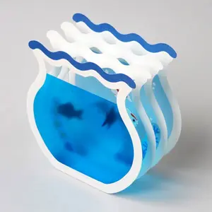 Japanese 3D Goldfish Bowl Pop-Up Card Authentic Design with Shimmering Fish for Summer Greetings & New Year Wishes Premium Paper & Glitter Thread