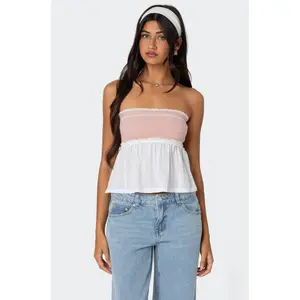 Rena Ribbed Peplum Tube Top