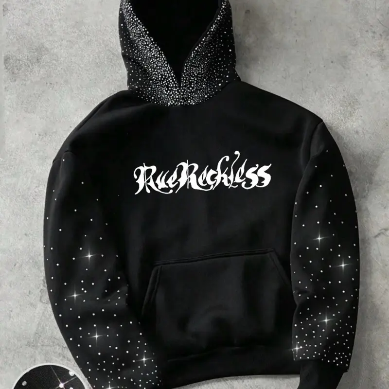 Blingbling Jeweled Hooded pulloverr