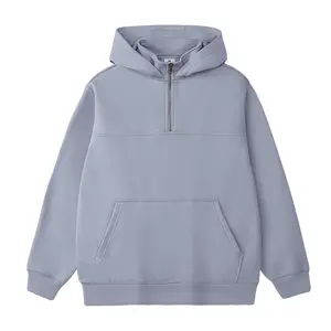 FAIABLE Mens Zip Up Water Repellent Pullover Weighted Unisex Hoodie, Rain Resistant Quarter-Zip Heavyweight Hooded Sweatshirt