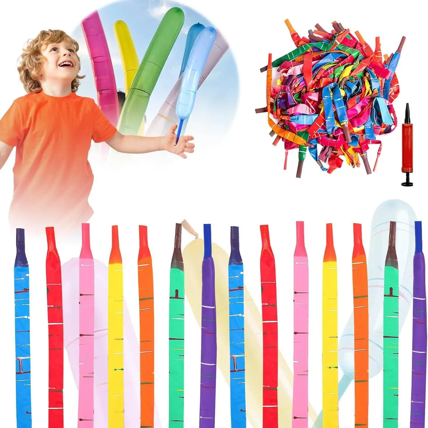 100-Pack Unisex Mixed Colors Rocket-Shape Latex Balloons with Whistle Sound, 100 Rockets to Play Kids’ Party Toys, Balloon Decor for Children’s Birthday & Gender Reveal Activities