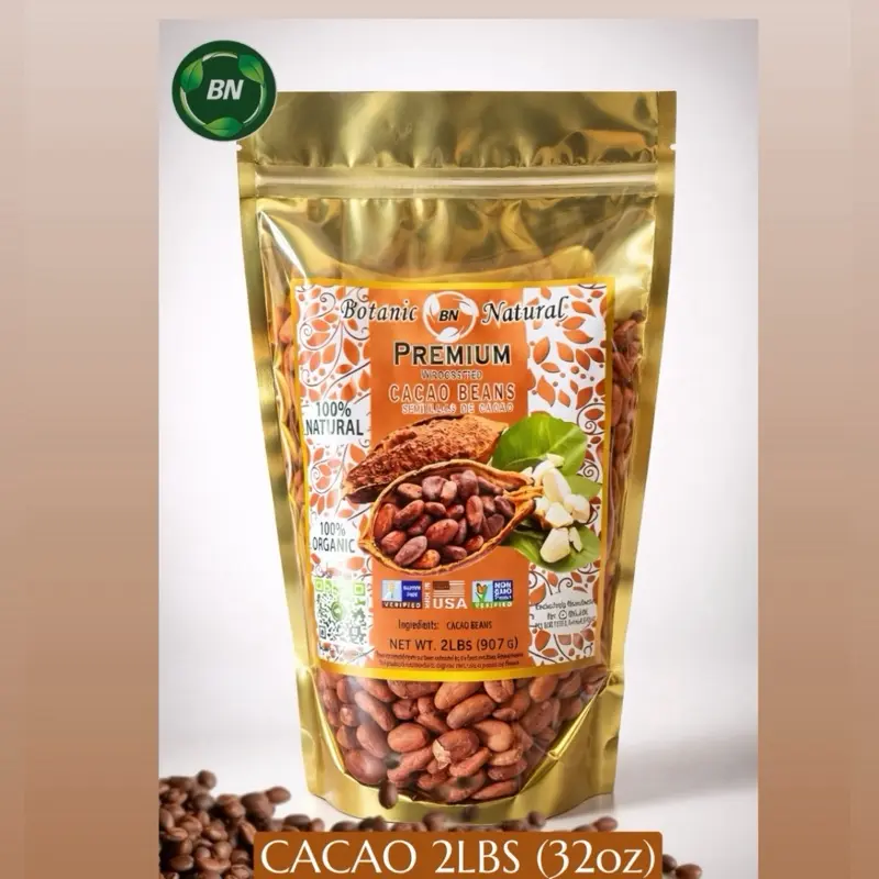BN CACAO BEANS 2LB PREMIUM WILDCRAFTED NATURAL AND ORGANIC GREAT FLAVOR DRIED IN THE SHADE