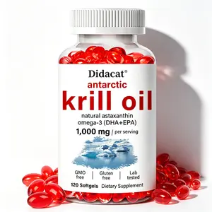 Didacat Antarctic Krill Oil 1000mg with Omega-3 EPA DHA & Astaxanthin - Daily Support for Brain, Heart & Joint Health, 120 Softgels