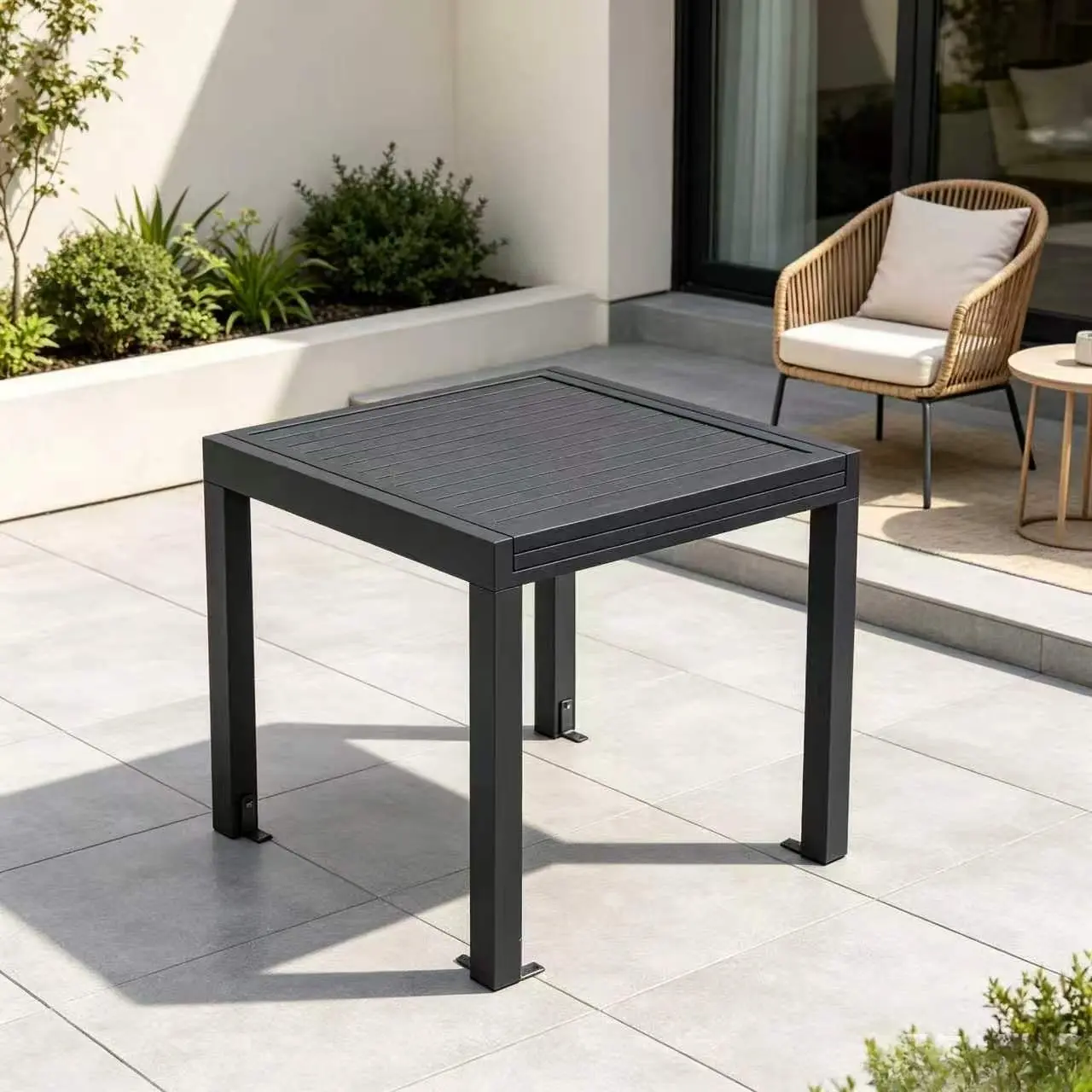 Solid Wood Expandable Outdoor Patio Dining Table - Anti-UV Protective Oil, Natural Texture, Reinforced Stable Support, 4-6 Seats, Adjustable Size for Garden, Balconies, Guest Reception, Indoor Dining Areas, Extendable