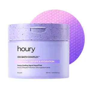 houry Cooling Signal Depuff Toner Pad - Color Changing Face Pads for Morning Puffiness & Redness Relief with 10 Types of Hyaluronic Acid, Caffeine & Panthenol, Korean Skincare 60 Pads (1 Pack)