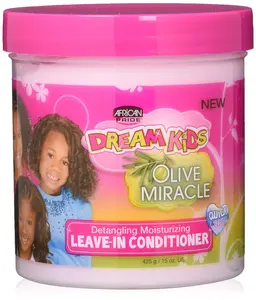 African Pride Dream Kids Gentle Herbal Leave-In Conditioner - 15 oz Daily Hydrating Olive Oil Haircare Moisturizer for Curly Hair, Hydrates, Boosts Silky Smooth Texture