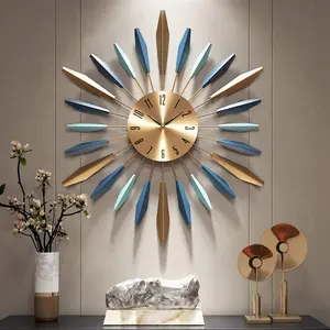 YISITEONE Large Wall Clock Metal Decorative, Mid Century Silent Non-Ticking Big Clocks, Modern Home Decorations for Living Room,Bedroom,Dining Room, Office, 22 inch