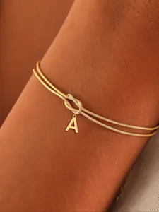Elegant Heart Knot Letter Link Bracelet, Customizable Letters Az, Personalized Jewelry, Perfect Gift for Women, Daily Wear Jewelry