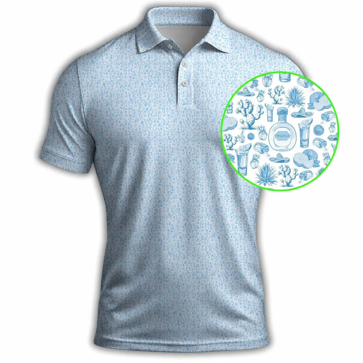 Trendy BB Men Tequila Blanco Golf Polo Shirt Blue Performance Travel Outfits
