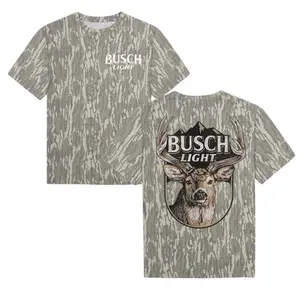Mossy Oak Vintage Busch Light Beer Tee, Bottomland Camo Hunting Tee, Outdoor Short Sleeve Shirt, Hunting 3D Tee, Gift For Him, Gift For Dad