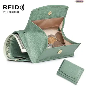 Women’s Small RFID Wallet, Slim Leather Card Holder with Coin Pocket, Lightweight Mini Bifold Wallet, Japanese Style Compact Change Purse for Daily Use, Travel, Shopping and Easy Everyday Carry