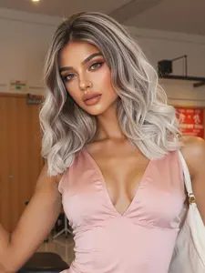 14 Inch Blonde Hairband Wig with Dark Roots, Pre-Cut Middle Part for a Stylish Natural Look, Ideal for Daily Wear