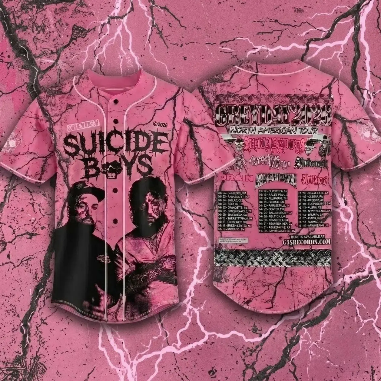 Greyday G59 Baseball Jersey, Greyday Tour 2026 Jersey Shirt, Suicideboy Merch Shirt, Tour 2026 Shirt For Fan O1K EQK