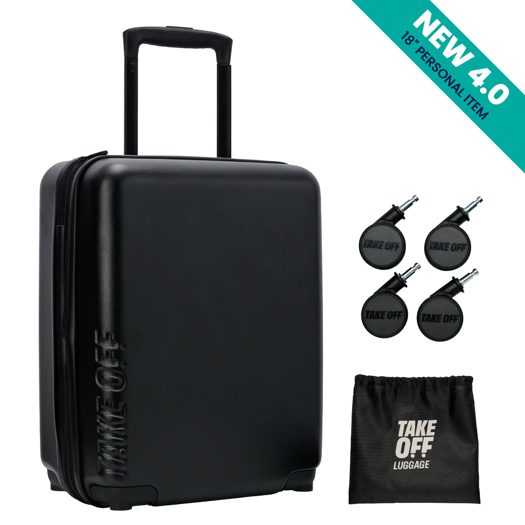 Personal Item Suitcase 4.0 - Spirit & Frontier Approved (18x14x8) with Removable Wheels - Travel Cheat Code to Save on Baggage Fees - Hardshell Carry On