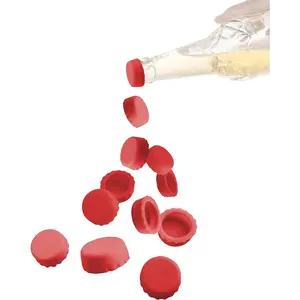 Bottle Caps,  Bottle Caps   Glass Bottle Stopper Hat,  Spillage Sealer Cover for , Soda, Soft Drink, Beverages, HomeBrew, 12 Packs Kitchen Gadgets Red