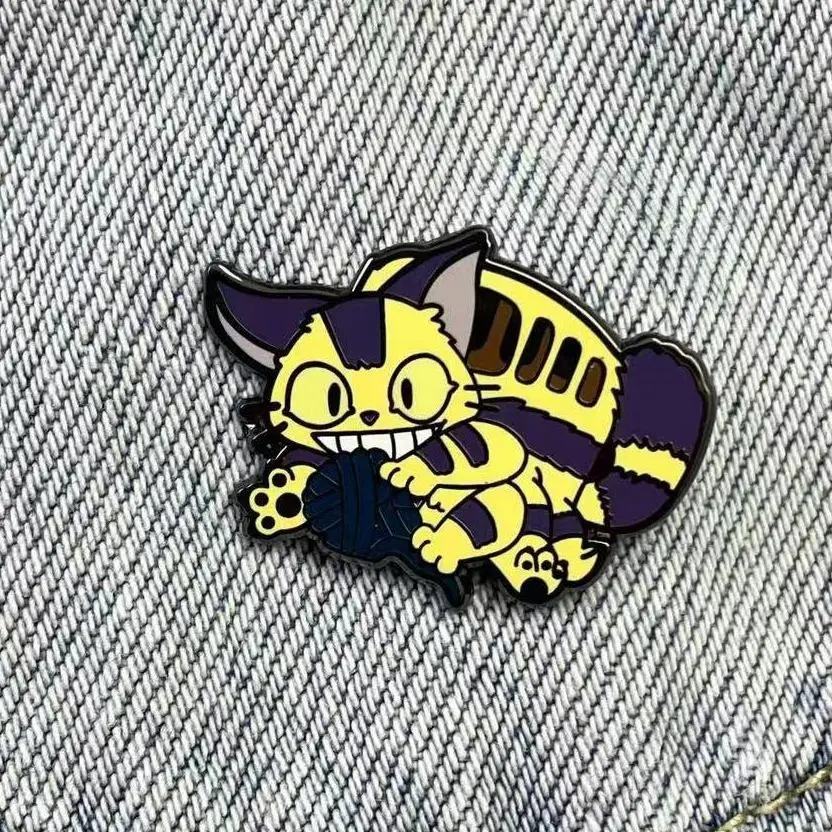 Cute Cat Playing Wool Ball metal pin Adorable Unique Design