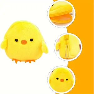 1pc Lovely Chick Coin Purse, Cute Cartoon Plush Chick Zipper Wallet Key Credit Holder, Fade-resistant Lightweight Purse