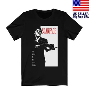 Scarface Al Pacino Gangster Mafia Men's Black T-Shirt Size S to 2XL
