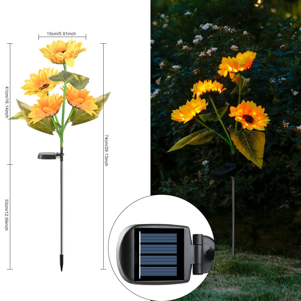 Solar-Powered Simulated Sunflower Landscape Lighting, Waterproof Solar Outdoor Lawn Stake Light for Garden-Courtyard Use (Sports & Outdoor Category), Solar Outdoor Lights