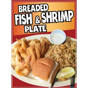 Breaded Fish & Shrimp Plate Sticker Window Sticker Mexican Drink Truck Concession Vinyl Restaurant Wall Poster Sticker Seafood…