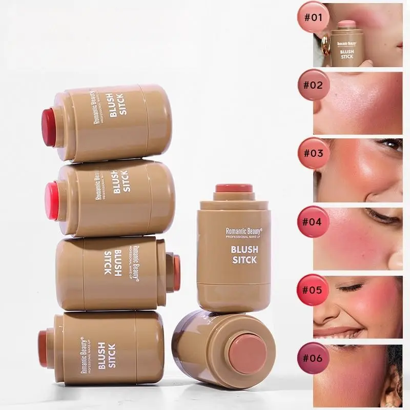 Portable Matte Blush Sticks Set, Natural Look, Compact Round Case, Long-Lasting Color, Universal Shade, Ideal for Daily Commute, Gift, Makeup Beauty Cosmetics, Cosmetics Products