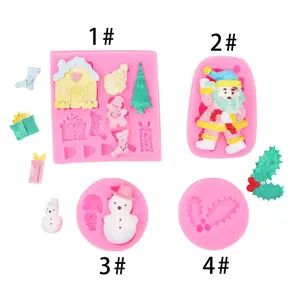 4PCS Christmas Snowmen Gingerbread Elf Gift Socks Gift Box House Tree Silicone Mold for DIY Chocolate Candy Gummy Cake Decoration Wax Crayon Melting Gypsum Resin Too