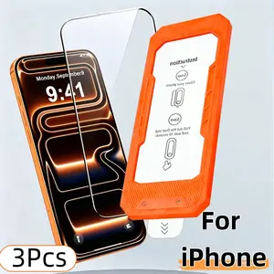3-Pack iPhone Screen Protector, HD Tempered Glass, Ar Coating, 9h Hardness, Dust-Free, Bubble-Free, Anti-Fingerprint, Easy Install, Scratch-Resistant
