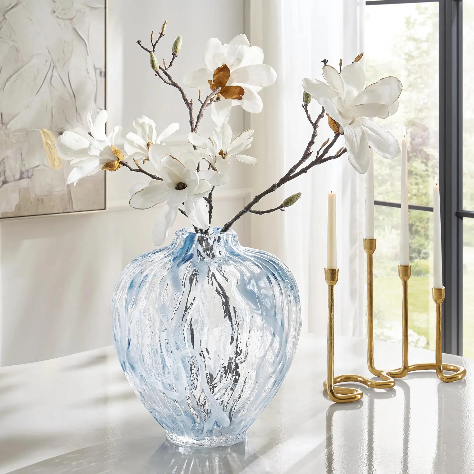 Z Gallerie Cruz Decorative Handblown Luminous Glass Vase - Standing Home Decor Centerpiece, Handblown Glass