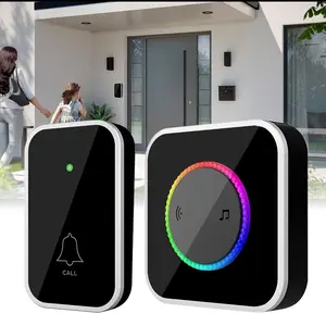 Wireless Doorbell – 1000ft Range, 45 Chimes & Colorful LED, Waterproof & Easy Install, Adjustable Volume, Black (1 Receiver + 1 Button)