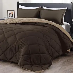 King Size Comforter - Brown and Tan King Comforter, Sets for Seasons -3 - 1 Comforter (104"x92") and 2 Pillow Shams(20"x36")