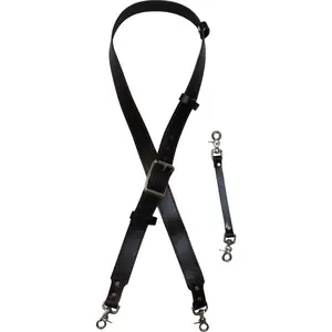 Fully Involved Black Leather Radio Strap with Anti-Sway Strap