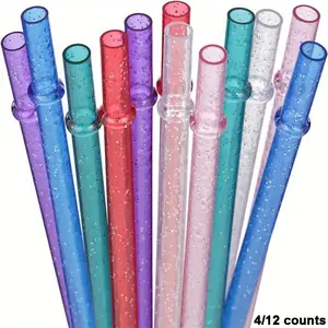 Random Color Glitter Straw, Reusable Drinking Straw, Drinking Utensils for Home Party, Practical Drinkware Accessories, Portable Kitchen Accessories for Outdoor Camping Bbq, Summer Decor, Kitchen Gadgets, Summer for Gift